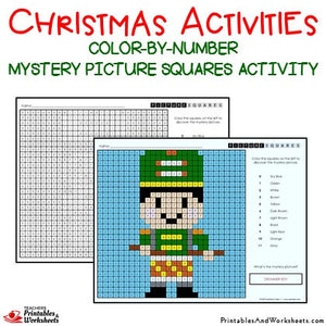 Christmas Color-By-Number Coloring Activities Mystery Pictures Worksheets Sample 1