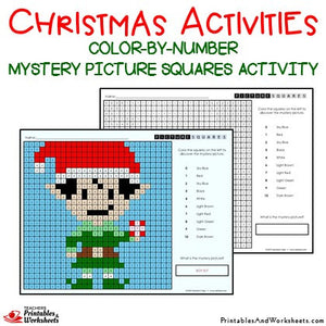 Christmas Color-By-Number Coloring Activities Mystery Pictures Worksheets Sample 2