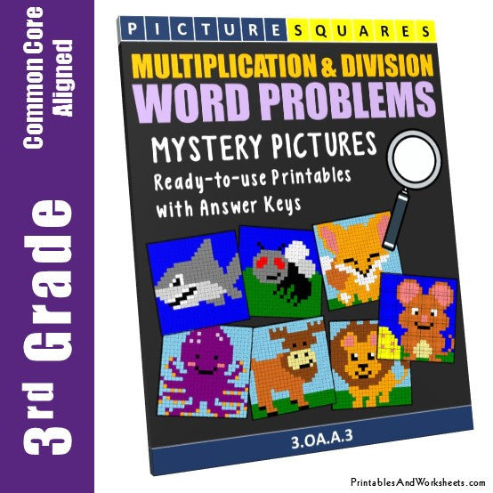 3rd Grade Multiplication and Division Word Problems Coloring Worksheets