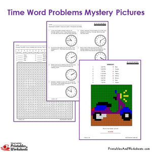 Grade 3 Time Word Problems Mystery Pictures Coloring Worksheets - Motorcycle