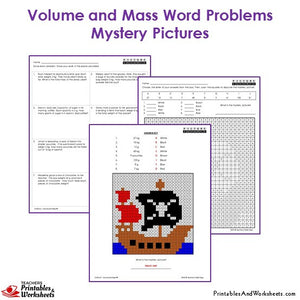 Grade 3 Volume and Mass Word Problems Mystery Pictures Coloring Worksheets - Ship