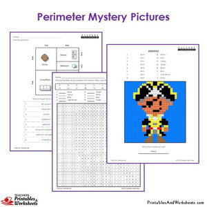 Grade 3 Perimeter Mystery Pictures Coloring Worksheets - Pirate
