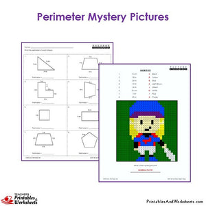 Grade 3 Perimeter Mystery Pictures Coloring Worksheets - Baseball Player