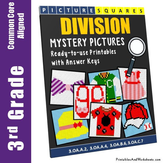 Grade 3 Division Mystery Pictures Coloring Worksheets