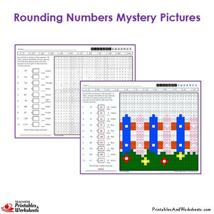 Grade 3 Rounding Mystery Pictures Coloring Worksheets - Fence