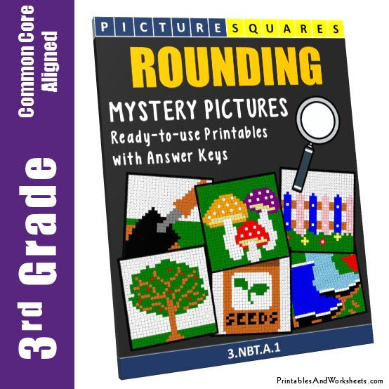 Grade 3 Rounding Mystery Pictures Coloring Worksheets