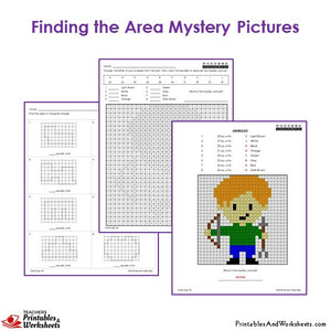 Grade 3 Area Mystery Pictures Coloring Worksheets - Archer