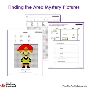 Grade 3 Area Mystery Pictures Coloring Worksheets - Boy