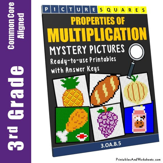 Grade 3 Properties Of Multiplication Mystery Pictures Coloring Worksheets