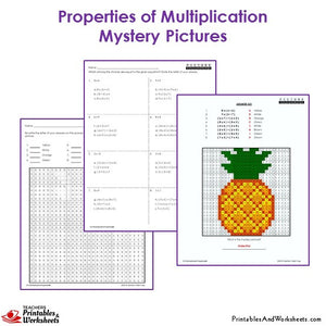 Grade 3 Properties Of Multiplication Mystery Pictures - Pineapple