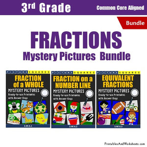 Grade 3 Fraction Mystery Pictures Coloring Worksheets