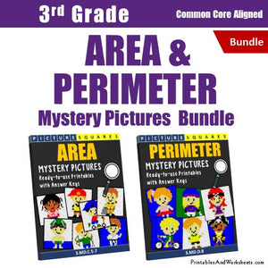 3rd Grade Area and Perimeter Mystery Pictures Coloring Worksheets