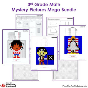 3rd Grade Math Mystery Pictures Coloring Worksheets - Sample 1