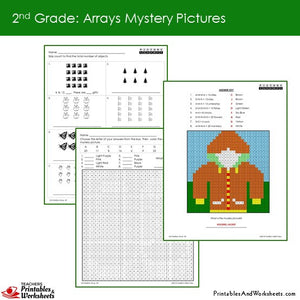 Grade 2 Arrays Mystery Pictures Coloring Worksheets Sample 1