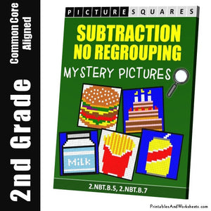 Grade 2 Subtraction Without Regrouping Mystery Pictures Coloring Worksheets