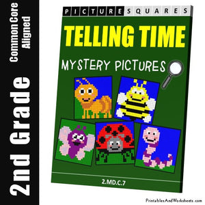 Grade 2 Telling Time Mystery Pictures Coloring Worksheets