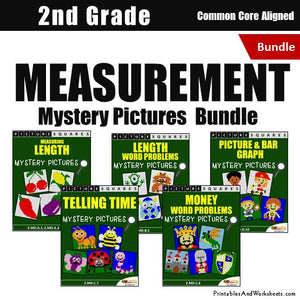 Grade 2 Measurement Coloring Worksheets Mystery Pictures Bundle