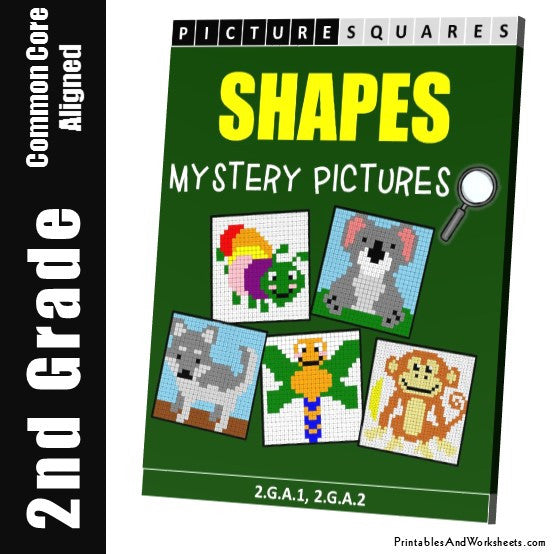 Grade 2 Shapes Mystery Pictures Coloring Worksheets