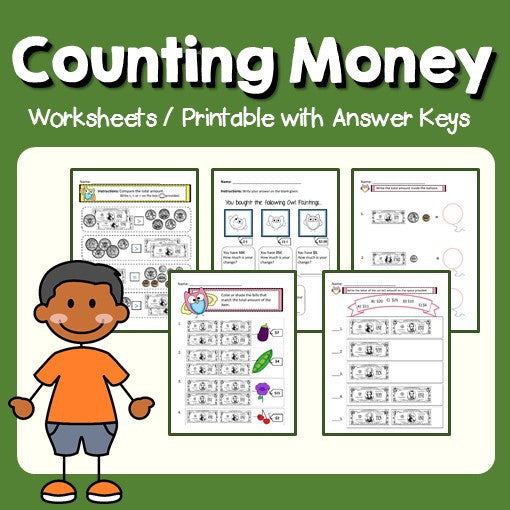 Counting Money Worksheets and Printable with Answer Keys Cover