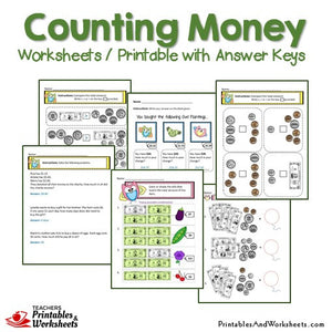 Counting Money Worksheets and Printable with Answer Keys Sample