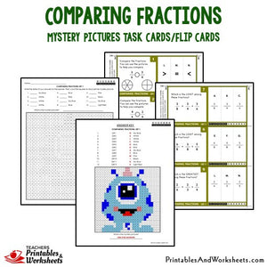Comparing Fractions Mystery Pictures Activities Task Cards Sample