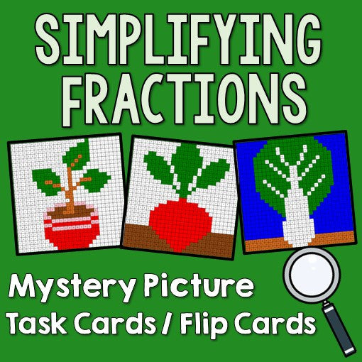 Simplifying Fractions Task Cards / Flip Cards Cover