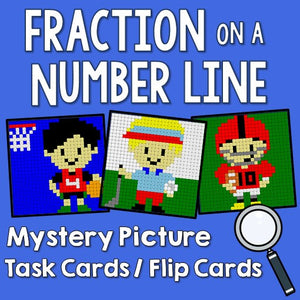Fraction on a Number Line Mystery Picture Task Cards