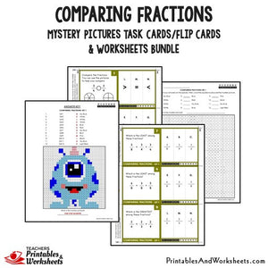 Comparing Fractions Bundle - Task Cards Sample