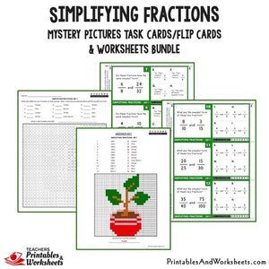 Simplifying Fractions Bundle - Task Cards/Flip Cards