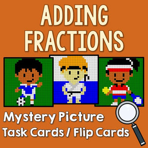 Adding Fractions Mystery Pictures Task Cards
