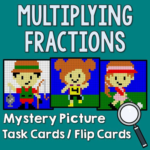 Multiplying Fractions Mystery Pictures Task Cards