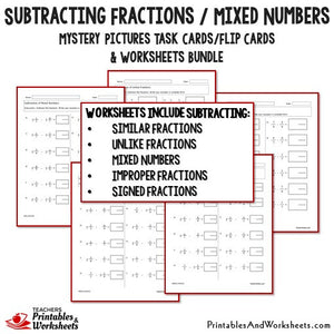 Subtracting Fractions / Mixed Numbers Bundle - Worksheets
