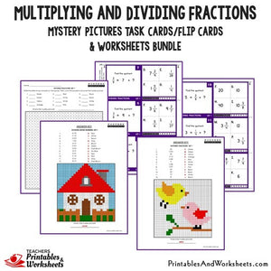 Multiplying and Dividing Fractions/Mixed Numbers Bundle - Mystery Pictures Task Cards