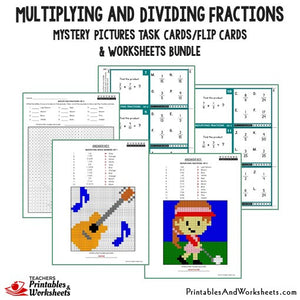 Multiplying and Dividing Fractions/Mixed Numbers Bundle - Mystery Pictures Task Cards