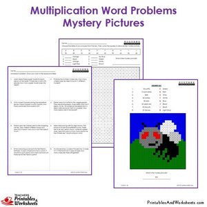 Grade 3 Multiplication Word Problems Mystery Pictures Coloring Worksheets - Fly