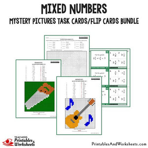 Mixed Numbers Mystery Pictures Task Card Bundle Sample 3