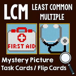 Least Common Multiple (LCM) Mystery Pictures Activities Task Cards/Flip Cards Cover