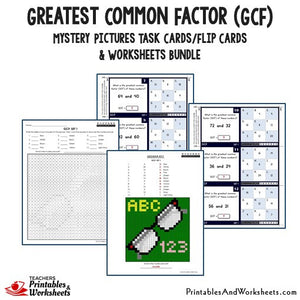 Greatest Common Factor (GCF) Bundle - Mystery Pictures Task Cards