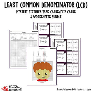Least Common Denominator (LCD) Bundle - Mystery Pictures Task Cards