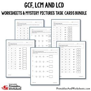 GCF LCD LCM Worksheets