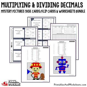 Multiplying and Dividing Decimals Bundle - Mystery Pictures Task Cards