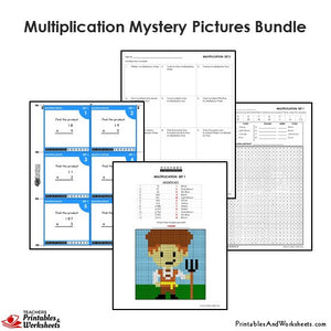 Grade 4 Multiplication Coloring Worksheets / Task Cards - Farmer