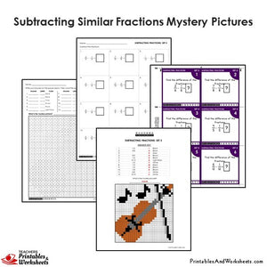 Grade 4 Subtracting Fractions Same Denominator Mystery Pictures