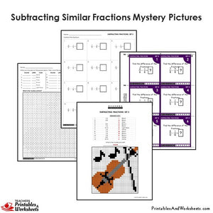 Grade 4 Subtracting Fractions Same Denominator Mystery Pictures