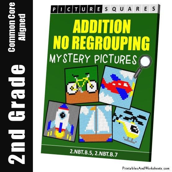 Grade 2 Addition No Regrouping Mystery Pictures Coloring Worksheets