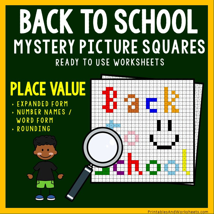 Back to School Place Value Coloring Worksheets