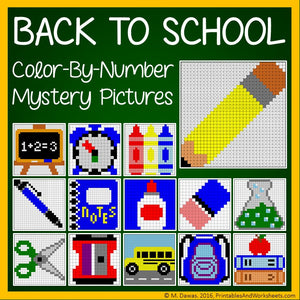 Back To School Color-By-Number Mystery Pictures Coloring Pages