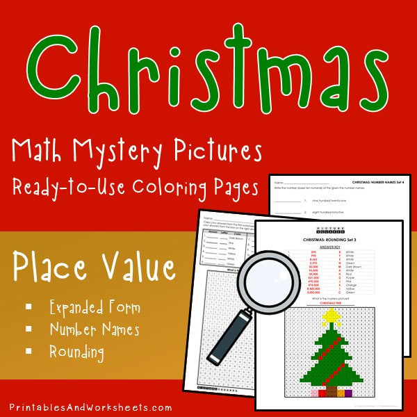 Christmas Place Value Coloring Worksheets