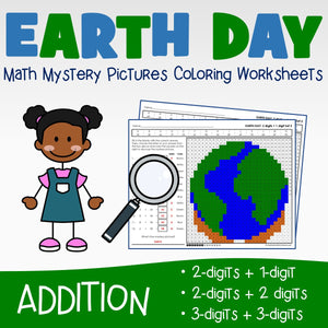 Earth Day Addition Coloring Worksheets