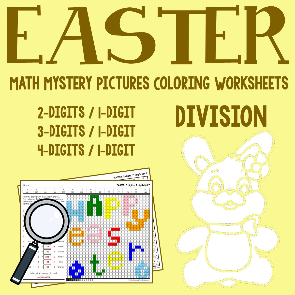 Easter Division Coloring Worksheets